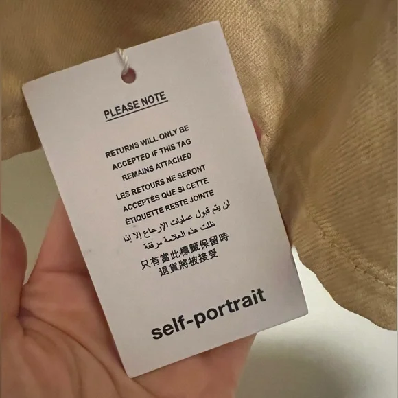 Self Portrait Beige Denim Mini Dress